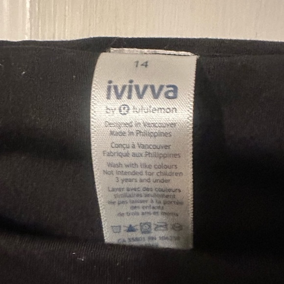 IVIVVA by Lululemon Black full length leggings - Girls Sz 14 - Excellent Shape - Picture 3 of 4